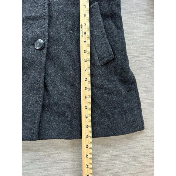 Vintage Cinzia Rocca 100% Wool Collared Black Pea Coat 4 - Picture 7 of 10